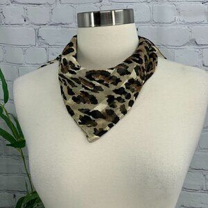 Brown & Black Leopard Print Neck Scarf